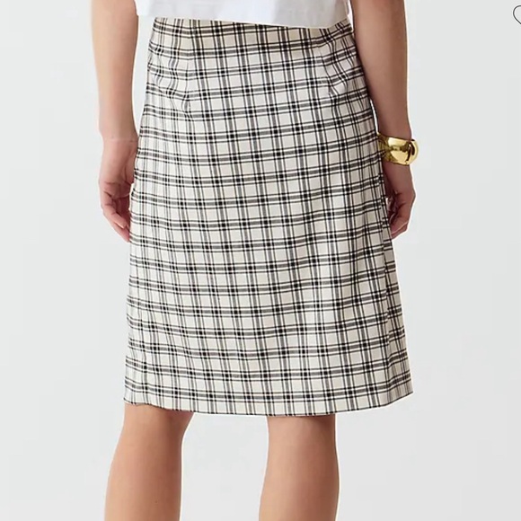 Pleated skirt in plaid Italian city wool blend - Picture 2 of 5